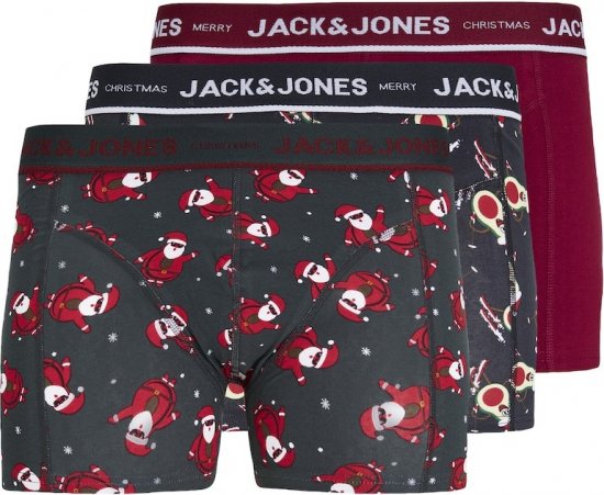Jack & Jones MERRY X-MAS Trunks 3-Pack Dark Navy - Spodná bielizeň - Spodné Prádlo 2XL-8XL