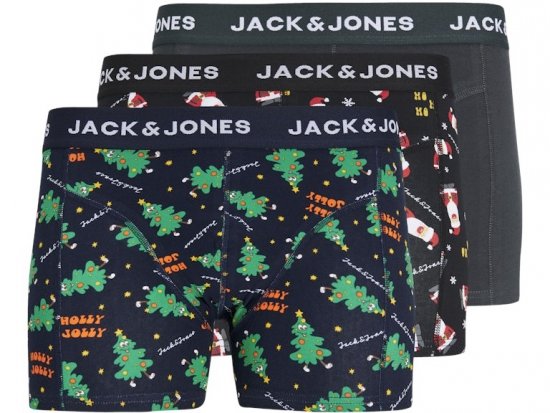 Jack & Jones HOLLY JOLLY Trunks 3-Pack Black - Spodná bielizeň - Spodné Prádlo 2XL-8XL