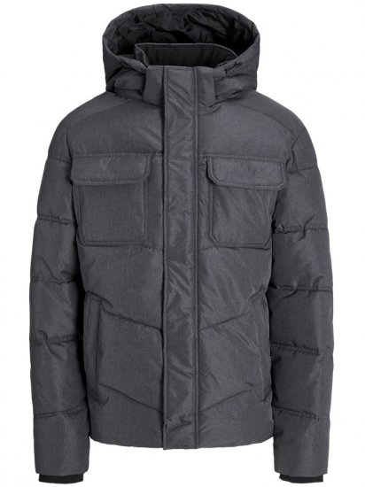Jack & Jones Morgan Puffer Jacket Dark Grey Melange - Bundy - Bundy Nadmerné Veľkosti 2XL-8XL
