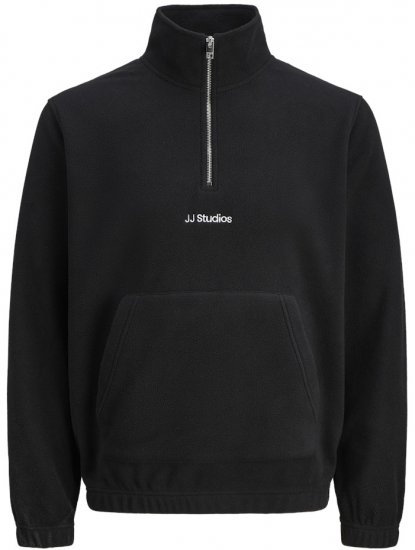 Jack & Jones Soho Half Zip Fleece Sweatshirt Black - Mikiny & mikiny bez kapucne - Mikiny & Mikiny s Kapucňou 2XL-12XL