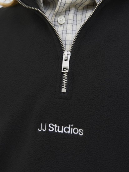 Jack & Jones Soho Half Zip Fleece Sweatshirt Black - Mikiny & mikiny bez kapucne - Mikiny & Mikiny s Kapucňou 2XL-12XL