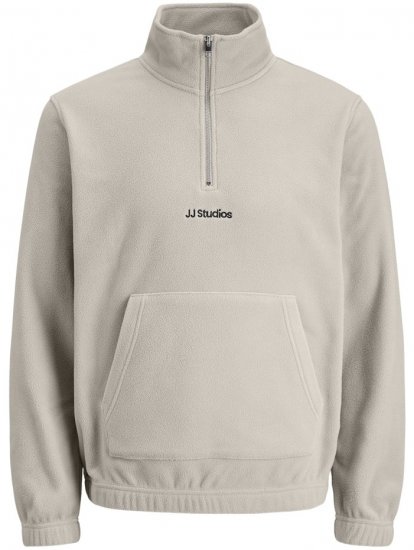 Jack & Jones Soho Half Zip Fleece Sweatshirt Moonbeam - Mikiny & mikiny bez kapucne - Mikiny & Mikiny s Kapucňou 2XL-12XL