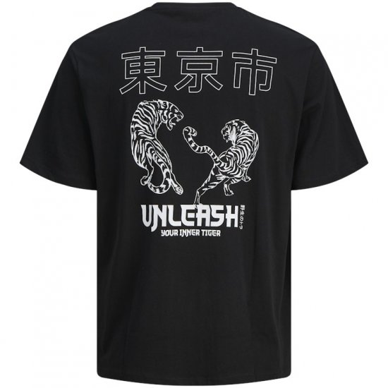 Jack & Jones Miko Crew Neck T-Shirt Black - Tričká - Nadrozmerné tričká - 2XL-14XL