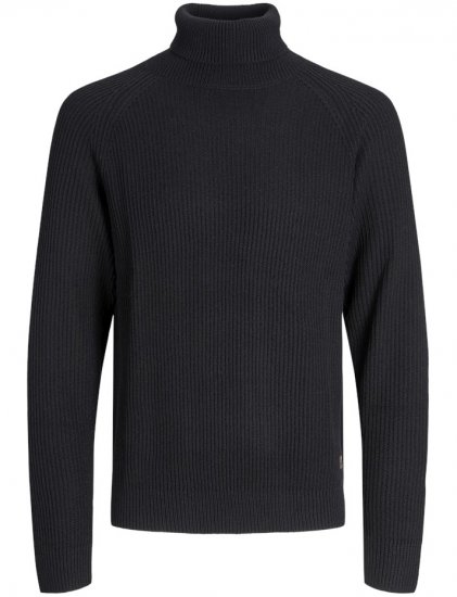 Jack & Jones Pannel Roll Neck Knit Pullover Black - Mikiny & mikiny bez kapucne - Mikiny & Mikiny s Kapucňou 2XL-12XL