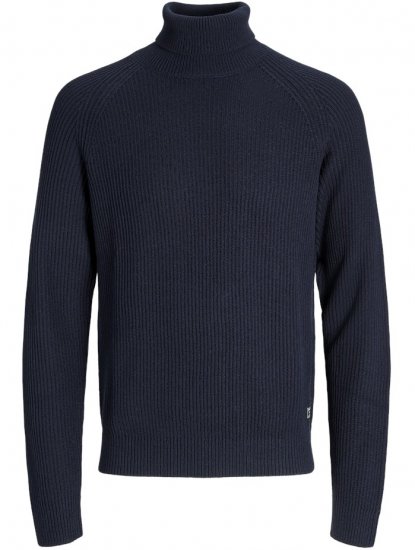 Jack & Jones Pannel Roll Neck Knit Pullover Sky Captain - Mikiny & mikiny bez kapucne - Mikiny & Mikiny s Kapucňou 2XL-12XL