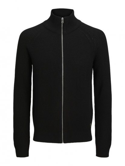 Jack & Jones Pannel Zip Knit Cardigan Black - Mikiny & mikiny bez kapucne - Mikiny & Mikiny s Kapucňou 2XL-12XL