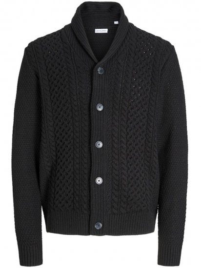 Jack & Jones Paul Shawl Knit Cardigan Black - Mikiny & mikiny bez kapucne - Mikiny & Mikiny s Kapucňou 2XL-12XL
