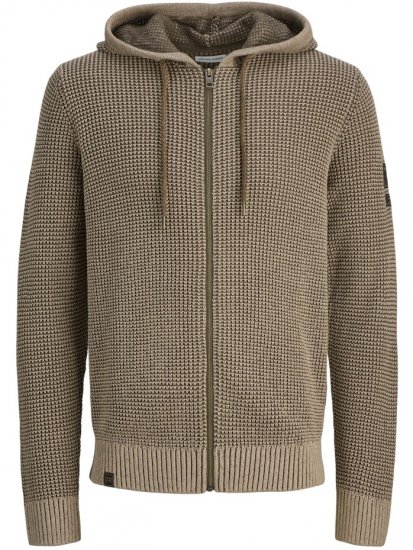 Jack & Jones Zip Knit Hoodie Crockery - Mikiny & mikiny bez kapucne - Mikiny & Mikiny s Kapucňou 2XL-12XL