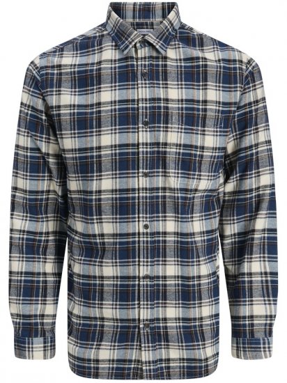 Jack & Jones James Long Sleeve Flannel Shirt Navy Blazer - Košele - Košele 2XL-10XL