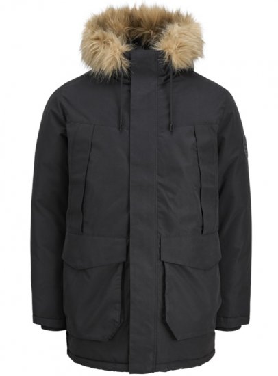 Jack & Jones Camp Faux Fur Parka Black - Bundy - Bundy Nadmerné Veľkosti 2XL-8XL