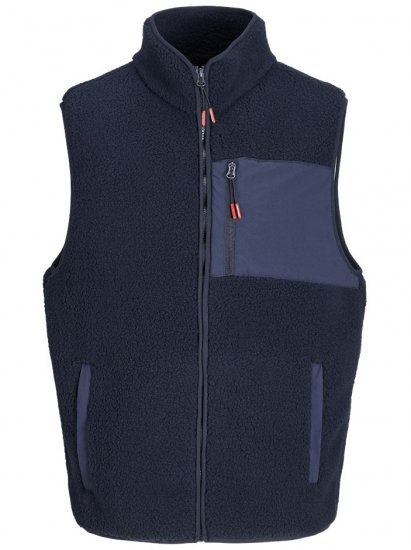 Jack & Jones Thatcher Fleece Vest Sky Captain - Vesty - Vesty vo veľkých veľkostiach