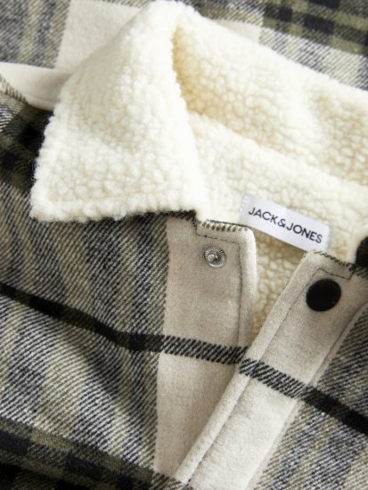 Jack & Jones Zac Teddy Long Sleeve Overshirt Jacket Dusty Olive - Bundy - Bundy Nadmerné Veľkosti 2XL-8XL