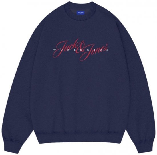 Jack & Jones Wood Crew Neck Sweatshirt Ocean Cavern - Mikiny & mikiny bez kapucne - Mikiny & Mikiny s Kapucňou 2XL-12XL