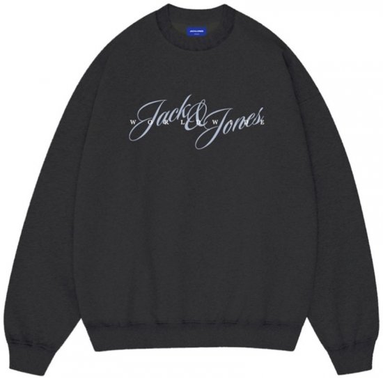 Jack & Jones Wood Crew Neck Sweatshirt Black - Mikiny & mikiny bez kapucne - Mikiny & Mikiny s Kapucňou 2XL-12XL