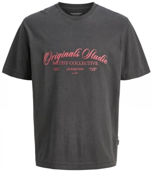 Jack & Jones Wood Wash Crew Neck T-Shirt Black - Tričká - Nadrozmerné tričká - 2XL-14XL