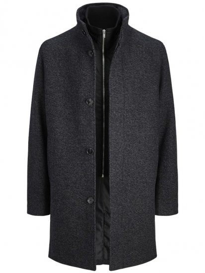 Jack & Jones Keith Standcollar Wool Blend Jacket Charcoal Grey - Bundy - Bundy Nadmerné Veľkosti 2XL-8XL