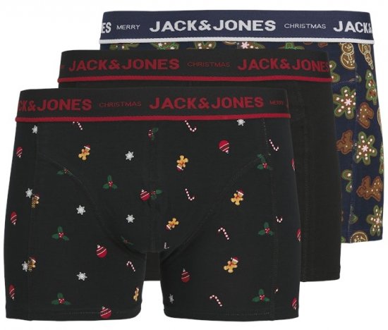 Jack & Jones Gingerbread Trunks 3-Pack Black - Spodná bielizeň - Spodné Prádlo 2XL-8XL