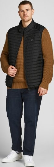 Jack & Jones MULTI BODYWARMER With COLLAR Black - Bundy - Bundy Nadmerné Veľkosti 2XL-8XL