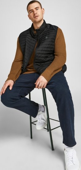 Jack & Jones MULTI BODYWARMER With COLLAR Black - Bundy - Bundy Nadmerné Veľkosti 2XL-8XL