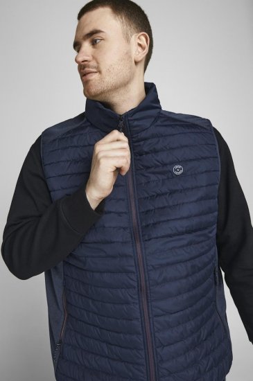 Jack & Jones MULTI BODYWARMER With COLLAR Navy Blazer - Bundy - Bundy Nadmerné Veľkosti 2XL-8XL