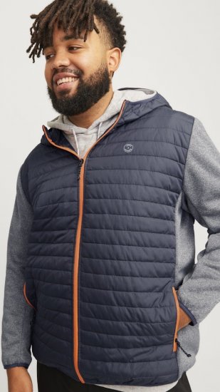 Jack & Jones MULTI QUILTED SET-IN Sleeves Jacket Grey Melange - Bundy - Bundy Nadmerné Veľkosti 2XL-8XL