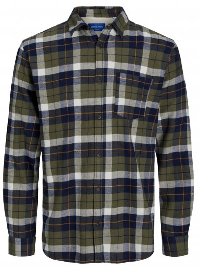 Jack & Jones JOROWEN CHECK COMFORT Shirt Olive - Všetky odevy - Pánske nadrozmerné oblečenie