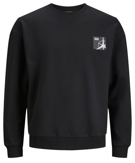 Jack & Jones JCOFILO Crew Neck Sweater with Back Print Black - Mikiny & Mikiny bez kapucne - Mikiny & Mikiny s Kapucňou 2XL-12XL