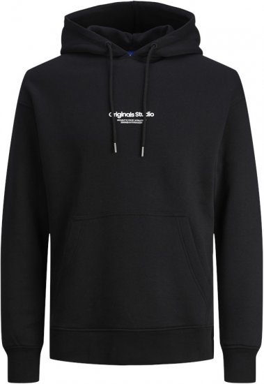 Jack & Jones ESTERBRO Hoodie Black - Mikiny & mikiny bez kapucne - Mikiny & Mikiny s Kapucňou 2XL-12XL