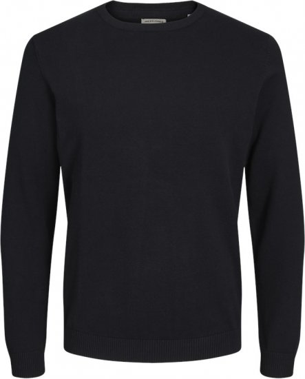 Jack & Jones BASIC Knitted Sweater Black - Mikiny & mikiny bez kapucne - Mikiny & Mikiny s Kapucňou 2XL-12XL