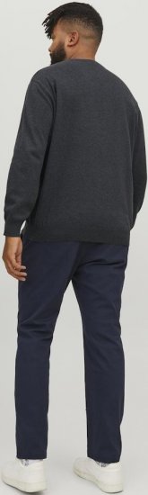 Jack & Jones BASIC Knitted Sweater Dark Grey Melange - Mikiny & mikiny bez kapucne - Mikiny & Mikiny s Kapucňou 2XL-12XL