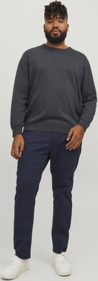 Jack & Jones BASIC Knitted Sweater Dark Grey Melange - Mikiny & mikiny bez kapucne - Mikiny & Mikiny s Kapucňou 2XL-12XL