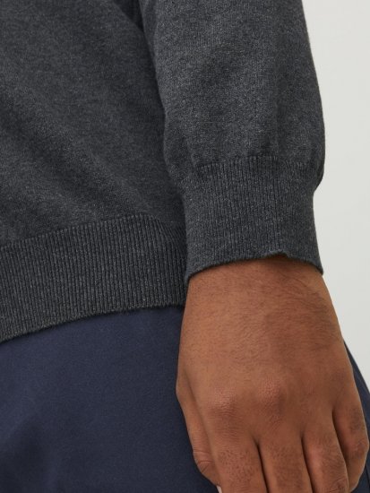 Jack & Jones BASIC Knitted Sweater Dark Grey Melange - Mikiny & mikiny bez kapucne - Mikiny & Mikiny s Kapucňou 2XL-12XL