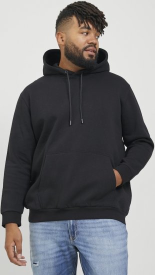 Jack & Jones BRADLEY Hoodie Black - Mikiny & mikiny bez kapucne - Mikiny & Mikiny s Kapucňou 2XL-12XL