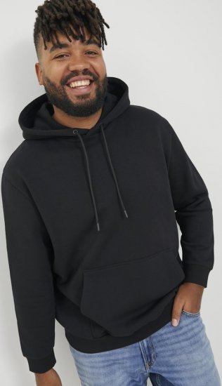 Jack & Jones BRADLEY Hoodie Black - Mikiny & mikiny bez kapucne - Mikiny & Mikiny s Kapucňou 2XL-12XL