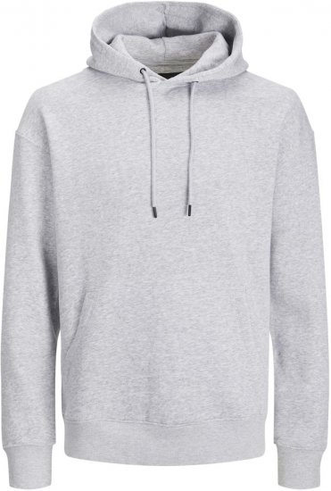 Jack & Jones BRADLEY Hoodie Light Grey Melange - Mikiny & mikiny bez kapucne - Mikiny & Mikiny s Kapucňou 2XL-12XL