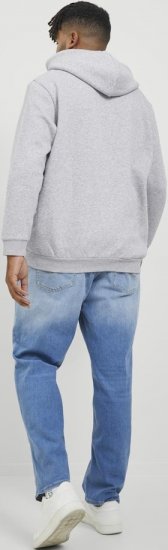 Jack & Jones BRADLEY Hoodie Light Grey Melange - Mikiny & mikiny bez kapucne - Mikiny & Mikiny s Kapucňou 2XL-12XL