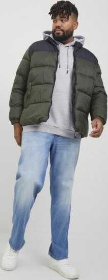 Jack & Jones BRADLEY Hoodie Light Grey Melange - Mikiny & mikiny bez kapucne - Mikiny & Mikiny s Kapucňou 2XL-12XL