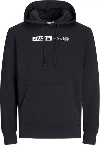 Jack & Jones CORP LOGO PLAY 5 Print Hoodie Black - Mikiny & mikiny bez kapucne - Mikiny & Mikiny s Kapucňou 2XL-12XL