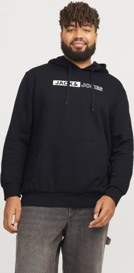 Jack & Jones CORP LOGO PLAY 5 Print Hoodie Black - Mikiny & mikiny bez kapucne - Mikiny & Mikiny s Kapucňou 2XL-12XL