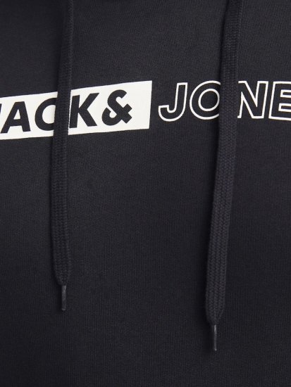 Jack & Jones CORP LOGO PLAY 5 Print Hoodie Black - Mikiny & mikiny bez kapucne - Mikiny & Mikiny s Kapucňou 2XL-12XL