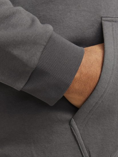 Jack & Jones BRADLEY Hoodie Grey - Mikiny & mikiny bez kapucne - Mikiny & Mikiny s Kapucňou 2XL-12XL