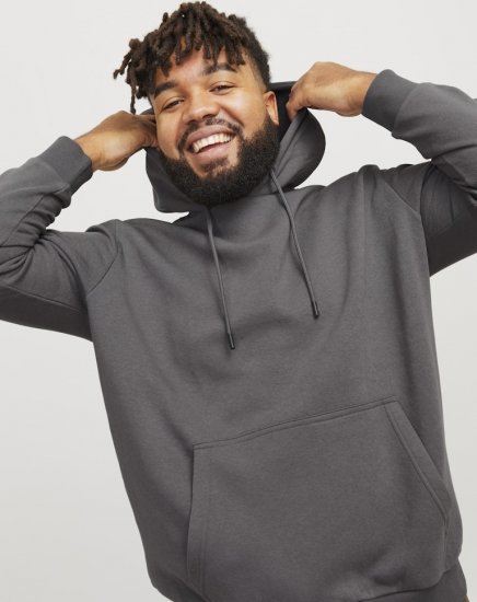 Jack & Jones BRADLEY Hoodie Grey - Mikiny & mikiny bez kapucne - Mikiny & Mikiny s Kapucňou 2XL-12XL