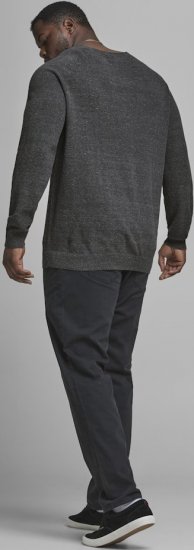 Jack & Jones HILL Knitted Sweater Dark Grey Melange - Mikiny & mikiny bez kapucne - Mikiny & Mikiny s Kapucňou 2XL-12XL