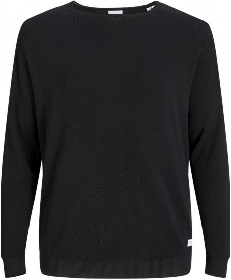 Jack & Jones HILL Knitted Sweater Black - Mikiny & mikiny bez kapucne - Mikiny & Mikiny s Kapucňou 2XL-12XL