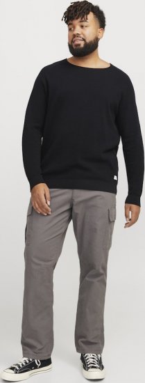 Jack & Jones HILL Knitted Sweater Black - Mikiny & mikiny bez kapucne - Mikiny & Mikiny s Kapucňou 2XL-12XL
