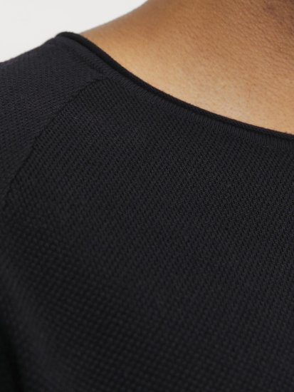 Jack & Jones HILL Knitted Sweater Black - Mikiny & mikiny bez kapucne - Mikiny & Mikiny s Kapucňou 2XL-12XL