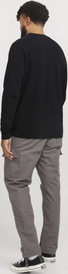 Jack & Jones HILL Knitted Sweater Black - Mikiny & mikiny bez kapucne - Mikiny & Mikiny s Kapucňou 2XL-12XL