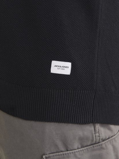 Jack & Jones HILL Knitted Sweater Black - Mikiny & mikiny bez kapucne - Mikiny & Mikiny s Kapucňou 2XL-12XL
