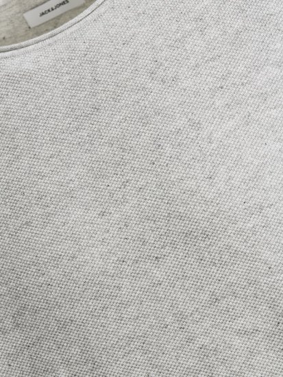 Jack & Jones HILL Knitted Sweater Light Grey Melange - Mikiny & mikiny bez kapucne - Mikiny & Mikiny s Kapucňou 2XL-12XL