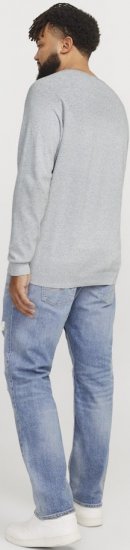 Jack & Jones HILL Knitted Sweater Light Grey Melange - Mikiny & mikiny bez kapucne - Mikiny & Mikiny s Kapucňou 2XL-12XL